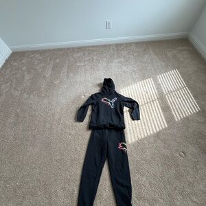 Puma Black Kids Hoodie and Sweatpants Set with Multicolor Logo